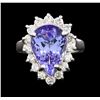 Image 2 : 5.00 ctw Tanzanite and Diamond Ring - 14KT White Gold