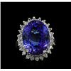 Image 2 : 16.57 ctw Tanzanite and Diamond Ring - 14KT White Gold