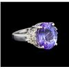 Image 1 : 14KT White Gold 8.25 ctw Tanzanite and Diamond Ring