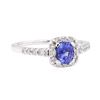 Image 1 : 1.09 ctw Sapphire And Diamond Ring - 14KT White Gold