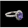 Image 1 : 1.56 ctw Tanzanite and Diamond Ring - 14KT White Gold