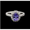 Image 2 : 1.56 ctw Tanzanite and Diamond Ring - 14KT White Gold