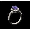 Image 4 : 1.56 ctw Tanzanite and Diamond Ring - 14KT White Gold