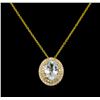 Image 1 : 2.10 ctw Aquamarine and Diamond Pendant - 14KT Yellow Gold