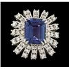 Image 2 : 5.91 ctw Tanzanite and Diamond Ring - 14KT White Gold