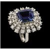 Image 4 : 5.91 ctw Tanzanite and Diamond Ring - 14KT White Gold