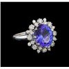 Image 1 : 14KT White Gold 4.91 ctw Tanzanite and Diamond Ring