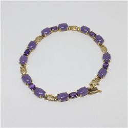 14k Yellow Gold Cabochon Garnet Bracelet-4