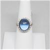 Image 1 : Blue Caboshon Blue Topaz  DIamond Ring