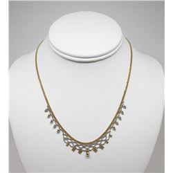 18K Yellow, White Gold Necklace , Bracelet Set