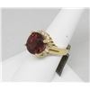 Image 2 : Red Rubelite & diamond 14k Yellow Ring