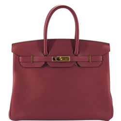 HERMES Birkin Bag 35cm Bordeaux Togo Gold Hardware