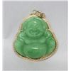 Image 1 : 14k yellow Gold Green Jade Buddha pendant
