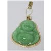 Image 2 : 14k yellow Gold Green Jade Buddha pendant