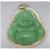 Image 3 : 14k yellow Gold Green Jade Buddha pendant