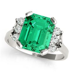 2ct Emerald 14K White Gold Ring 3.50gm