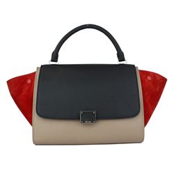 Celine Tri-color Smooth Leather and Suedu Trapeze Bag
