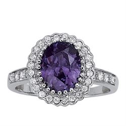 2.5ct Purple Sapphire  14K White Gold Ring 3.84gm