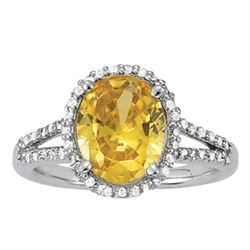 3.5ct Yellow sapphite Treated 14K White Gold Ring 5.49gm