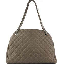 CHANEL Taupe Quilted Caviar Leather Large Just Mademoiselle Bowling Bag