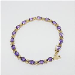 14k Yellow Gold Cabochon Garnet Bracelet-2