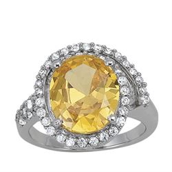 6ct Yellow Sapphire Treated 14K White Gold Ring 5.36gm