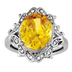 6ct Yellow Sapphire Treated 14K White Gold Ring 5.20gm