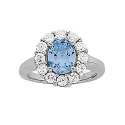 3ct Blue Zircon 14K White Gold Ring 8.43gm