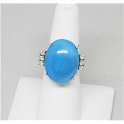 Turquoise Diamond 18k White Gold ring
