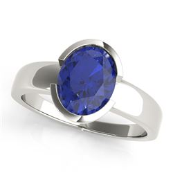 1.5ct Blue Sapphire 14K White Gold Ring 3.77gm