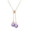 Image 1 : 14KT Rose Gold 4.54ctw Amethyst and Diamond Pendant with Chain