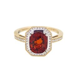 14KT Yellow Gold 2.91ct Garnet and Diamond Ring