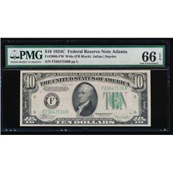 1934C $10 Atlanta Federal Reserve Note PMG 66EPQ