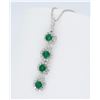 Image 2 : 18KT White Gold Emerald and Diamond Pendant