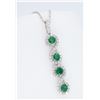 Image 3 : 18KT White Gold Emerald and Diamond Pendant