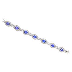 14KT White Gold 10.28ctw Tanzanite and Diamond Bracelet