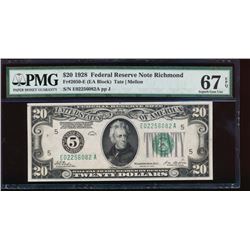 1928 $20 Richmond Federal Reserve Note PMG 67EPQ