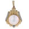 Image 1 : 14KT Yellow Gold 15mm Pearl and Diamond Ring