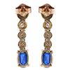 Image 3 : 10KT Yellow Gold 1.12ctw Blue Sapphire and Diamond Earrings