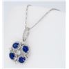 Image 2 : 18KT White Gold 1.04ctw Blue Sapphire and Diamond Pendant with Chain