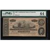 Image 1 : 1864 $20 Confederate States of America Note PMG 64