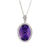 Image 1 : 14KT White Gold 56.14ct Amethyst and Diamond Pendant with Chain