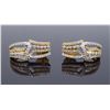 Image 2 : 18KT Two Tone Gold 0.85ctw Diamond Earrings