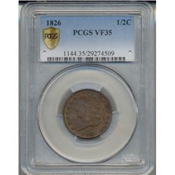 1826 Liberty Half Cent Coin PCGS VF35