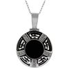 Image 1 : 14KT White Gold 2.12ct Onyx and Diamond Pendant with Chain