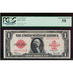 1923 $1 Legal Tender Note PCGS 58