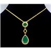 Image 8 : 14KT Yellow Gold Emerald Pendant with Chain