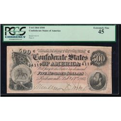 1864 $500 Confederate States of America Note PCGS 45