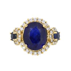 14KT Yellow Gold 9.47ct Blue Sapphire and Diamond Ring