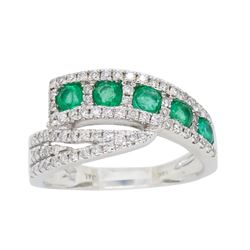 14KT White Gold 0.56ctw Emerald and Diamond Ring